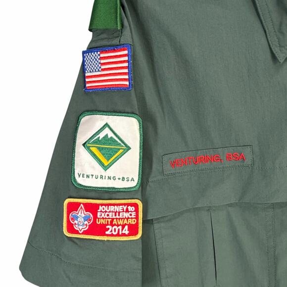 Boy Scouts of America BSA Venturing Shirt M Green Sewn Patches Explorer Summit - Picture 6 of 14